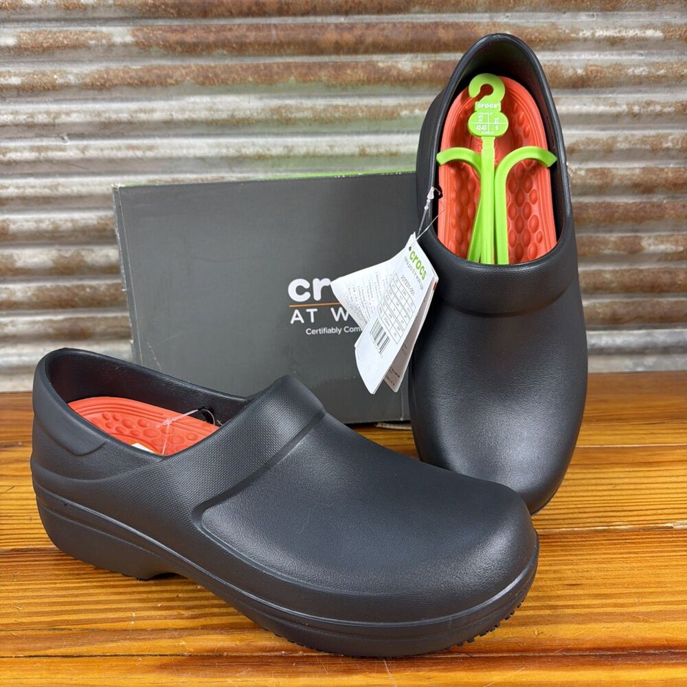 Crocs Neria Pro II Literide Clog Women's Size 11 Black Work Shoes Slip Resistant